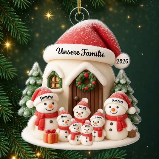 Weihnachten_Schneemann_Familie_ _Personalisiertes_Geschenk_Acryl Ornament_F_r_Familie_1