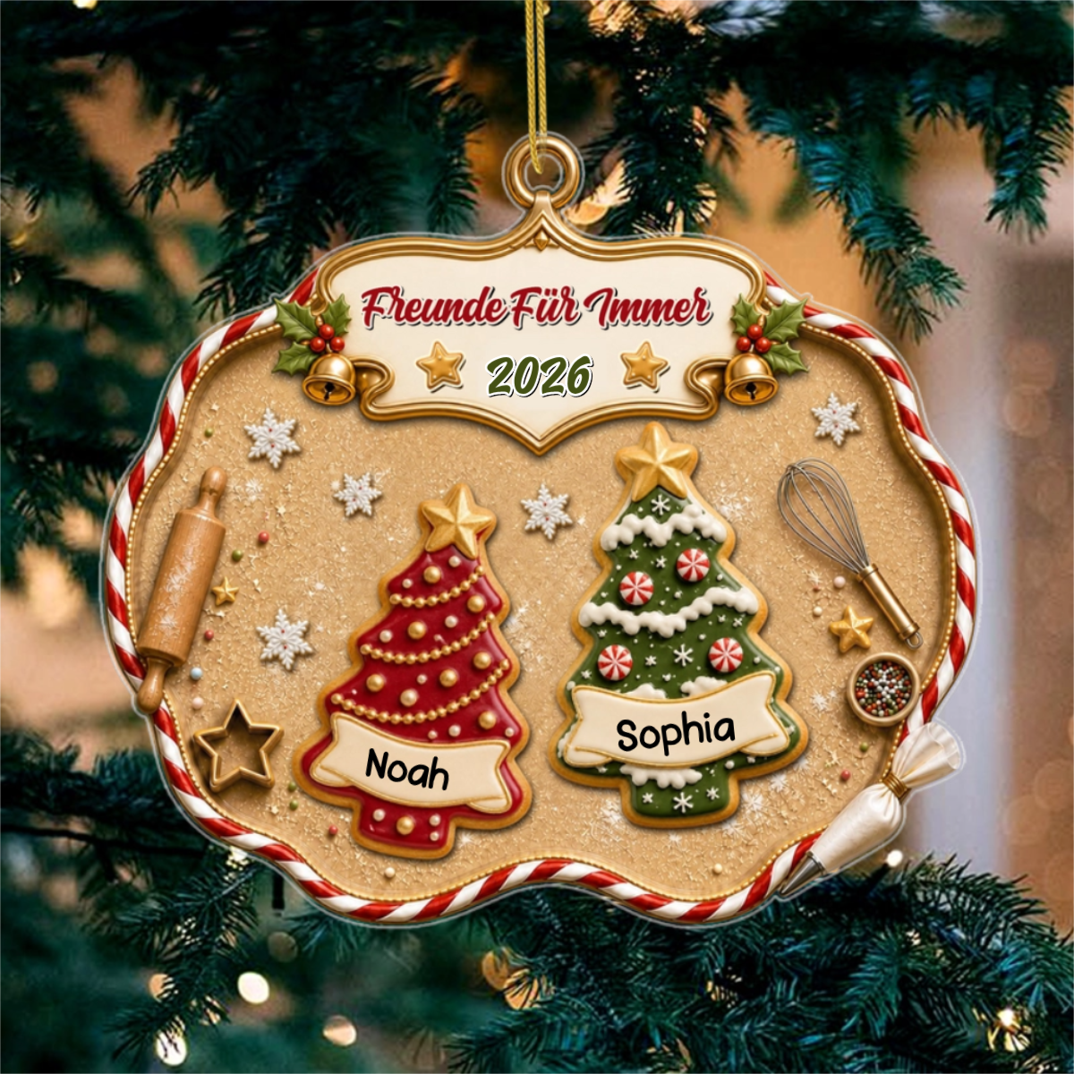 Weihnachtsbaumkuchen Geschwister_ _Personalisiertes_Geschenk_Acryl Ornament_F_r_Familie_2