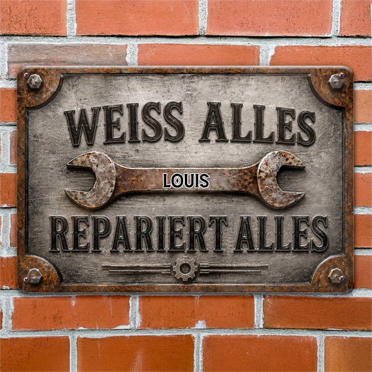 Weiss_Alles_Repariert_Alles_Personalisiertes_Geschenk_Metallschild_f_r_Papa_1