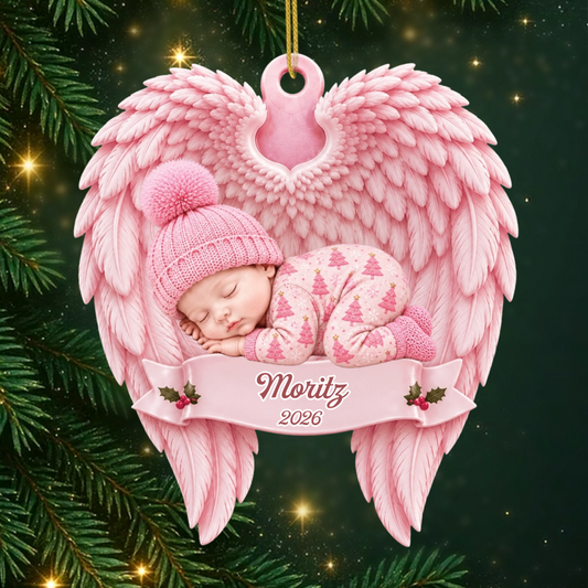 Baby Gedenkgeschenk_PersonalisiertesGeschenk Acryl OrnamentMitEngelsflugelnFurEltern