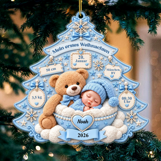 BabysErstesWeihnachtenTeddybarBaumGeburtsdaten_PersonalisiertesGeschenkAcryl OrnamentFurNeugeborene_Babys_2