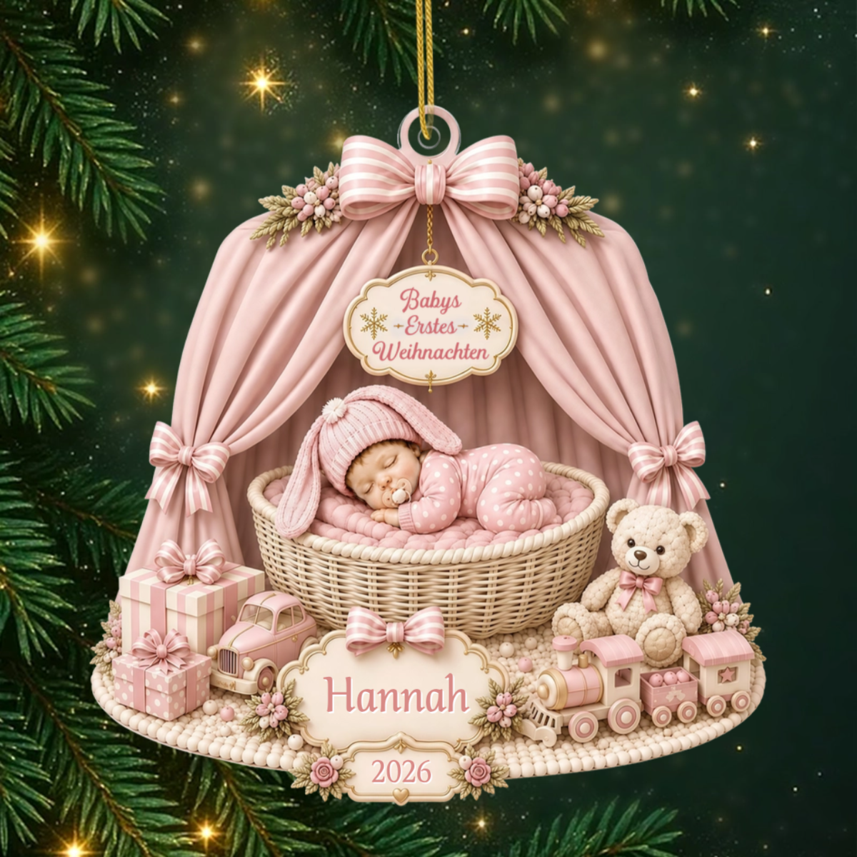 BabysErstesWeihnachten_PersonalisiertesGeschenk Acryl OrnamentFurFrischgebackeneEltern
