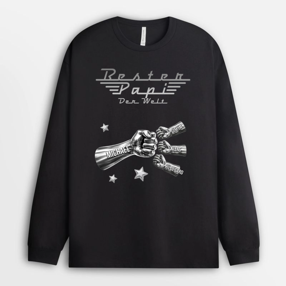 BesterPapaDerWelt FaustgrussAusMetall PersonalisiertesGeschenkT ShirtFurPapa_1