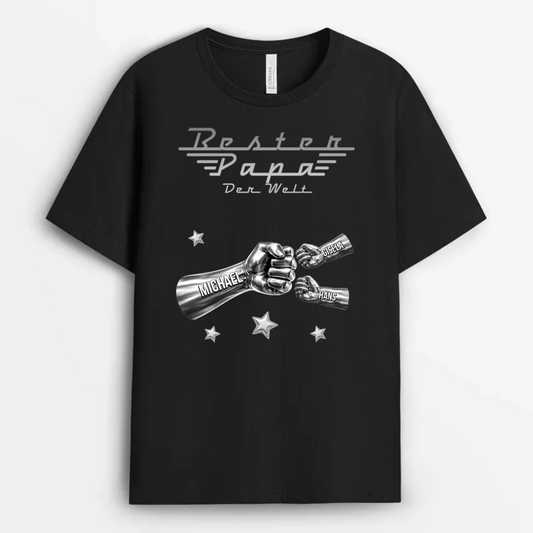 BesterPapaDerWelt FaustgrussAusMetall PersonalisiertesGeschenkT ShirtFurPapa_4
