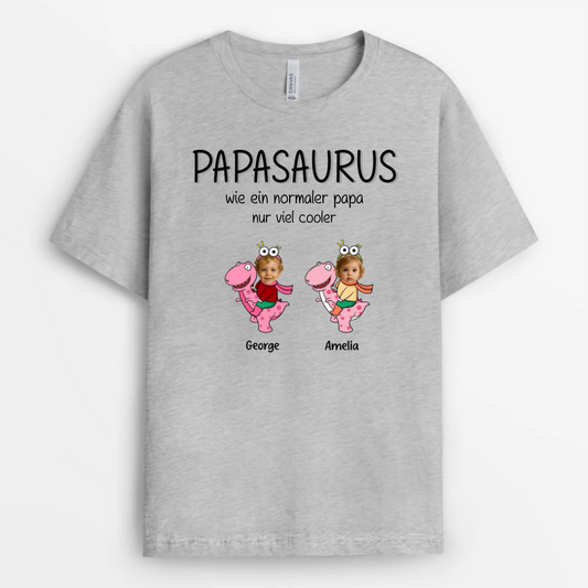 DaddysaurusGrandpasaurusMitKinderfotosUndNamen_PersonalisiertesGeschenkT ShirtFurPapaUndOpa