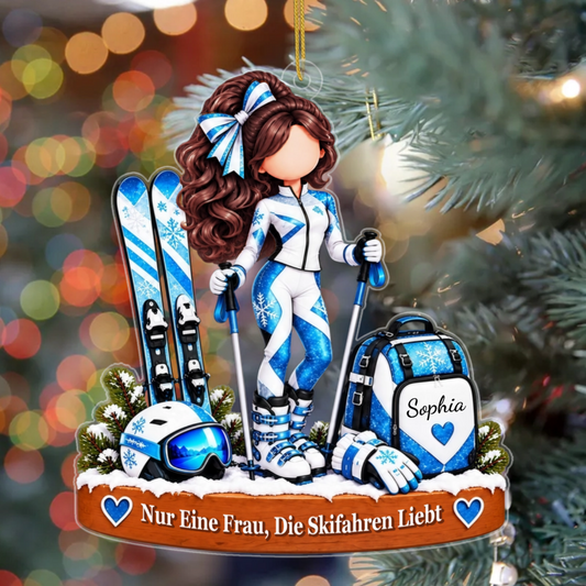 EinfachEinMadchenDasSkifahrenLiebt_PersonalisiertesGeschenkAcryl OrnamentFurSie