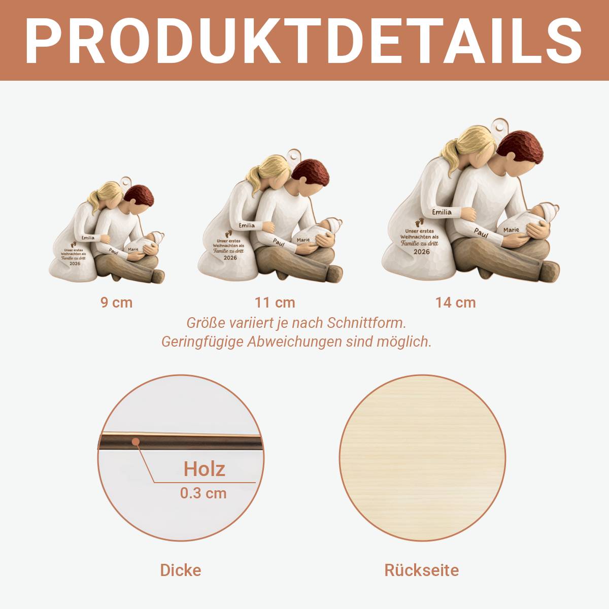 ErstesWeihnachtenMitBaby PersonalisiertesGeschenk_1 Schicht Holz OrnamentFurFamilien