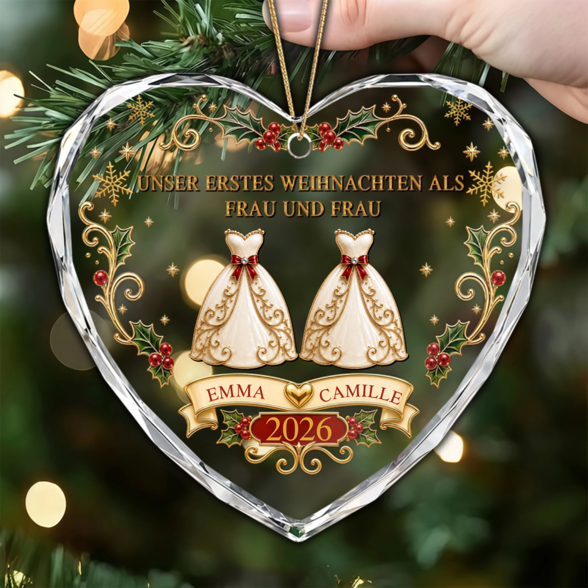 Erstes_Weihnachten_Als_Ehepaar_ _Personalisiertes_Geschenk_Glas Herz Ornament_Fur_Paare