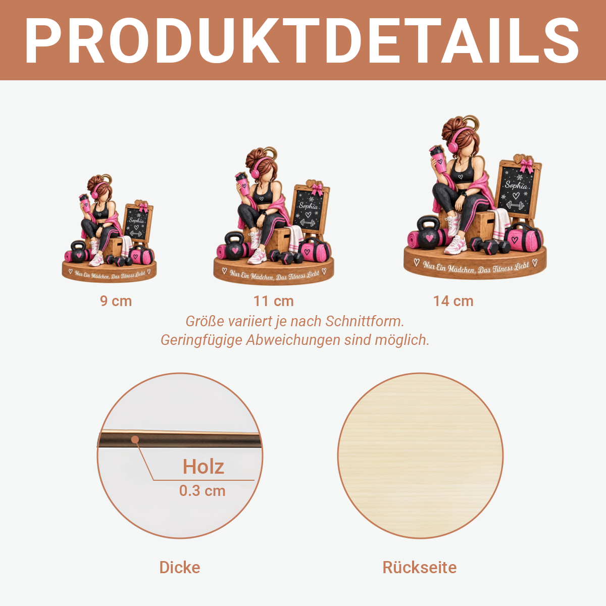 Fitness M_dchen_ _Personalisiertes_Geschenk_1 Schicht Holz Ornament_F_r_Gym Liebhaberinnen_2