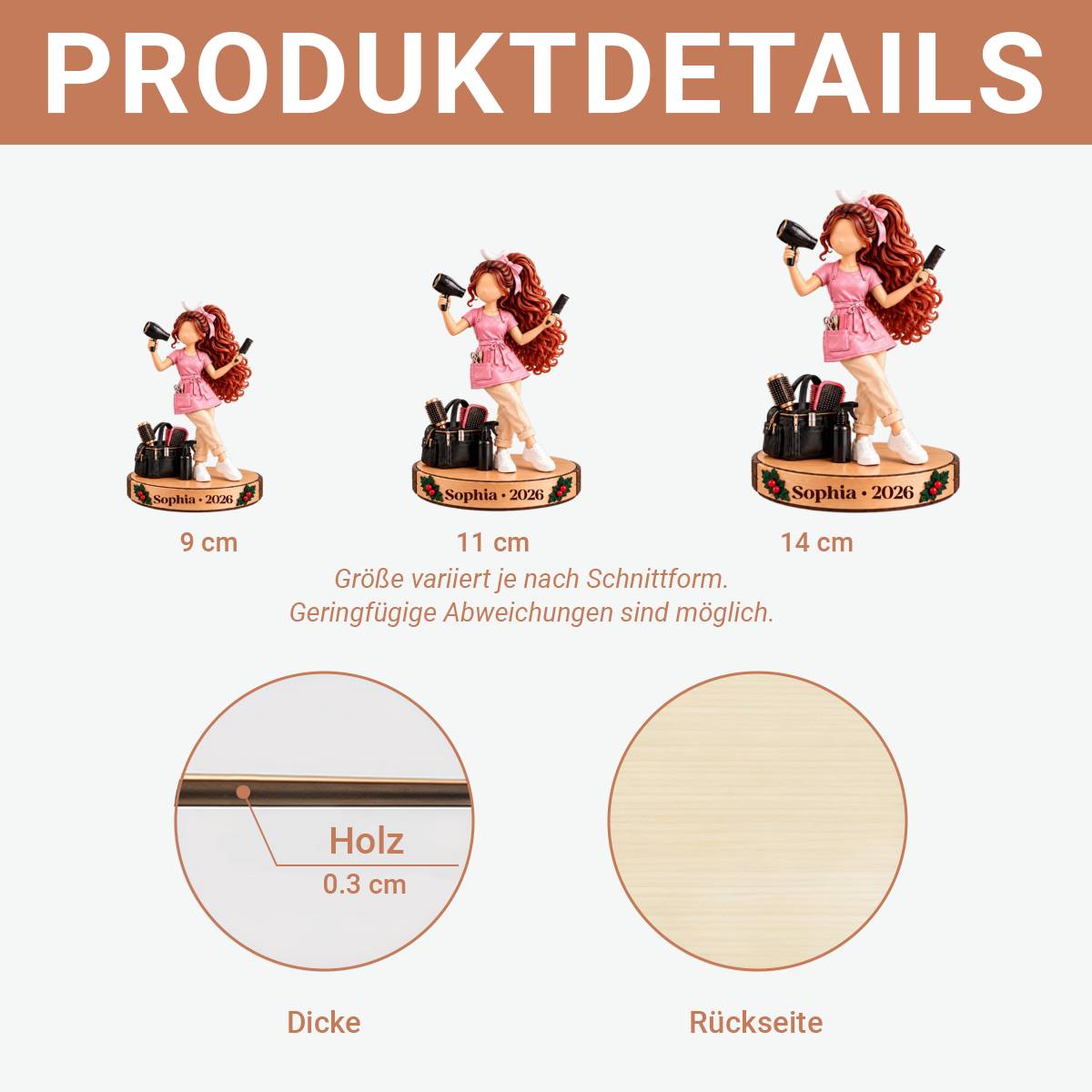 Friseur PersonalisiertesGeschenk_1 Schicht Holz OrnamentFurFriseure