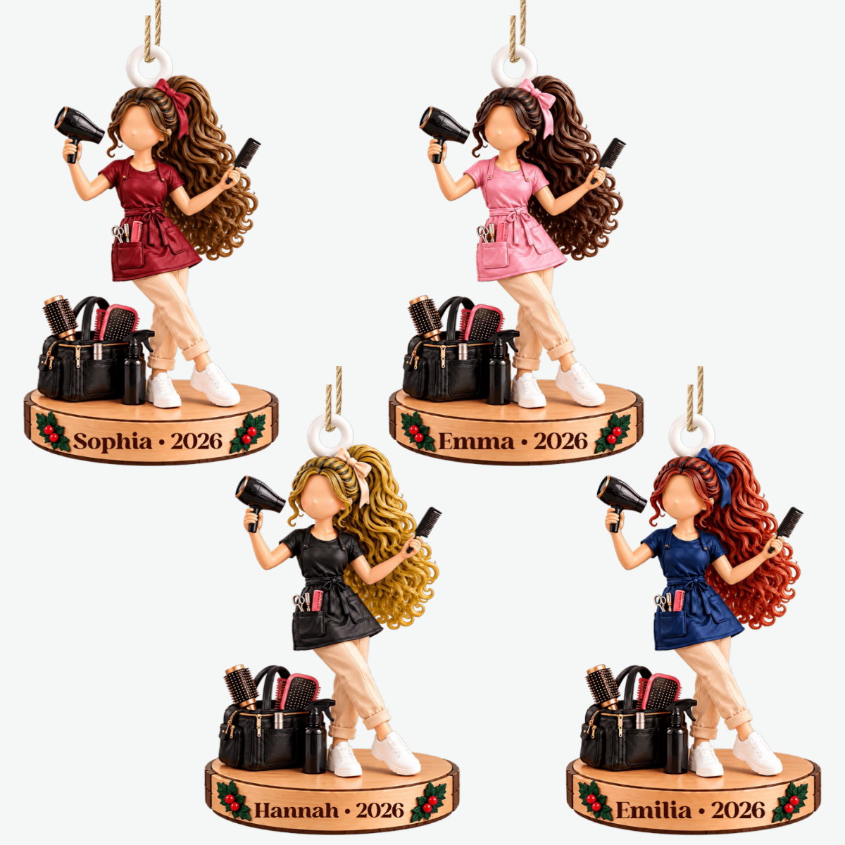 Friseur PersonalisiertesGeschenk_1 Schicht Holz OrnamentFurFriseure6