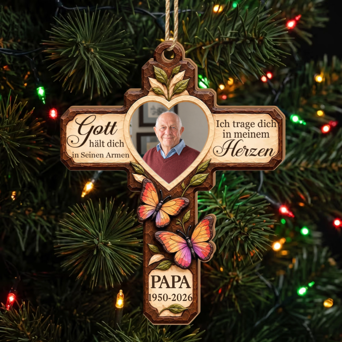 FurImmerinUnserenHerzen_PersonalisiertesGeschenk 1 Schicht Holz OrnamentHolzanhangerFurEinenGeliebtenMenschen