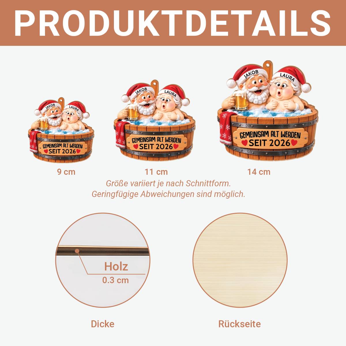 GemeinsamAltWerden PersonalisiertesGeschenk_1 Schicht Holz OrnamentFurPaare