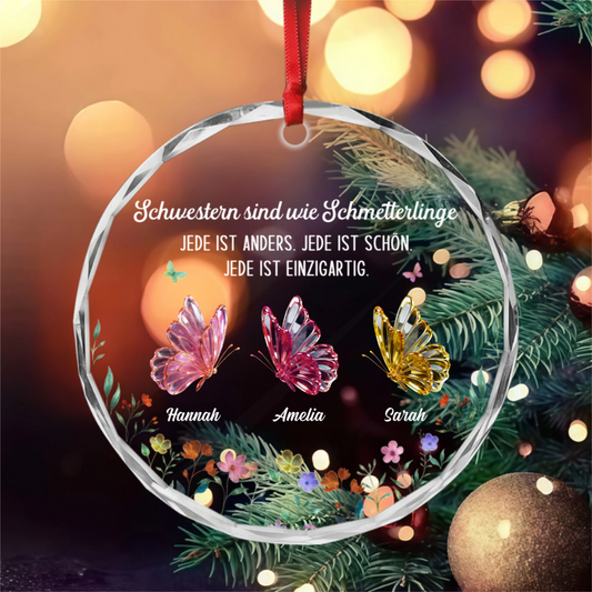 GeschwisterLiebe_PersonalisiertesGeschenkRunderGlas OrnamentFurGeschwister