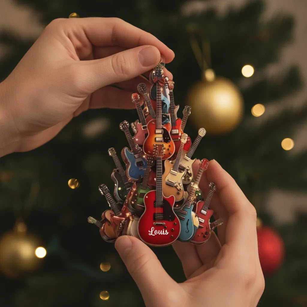 Gitarren Weihnachtsbaum_ _Personalisiertes_Geschenk_Acryl Ornament_F_r_Familie_Gitarrenliebhaber_2
