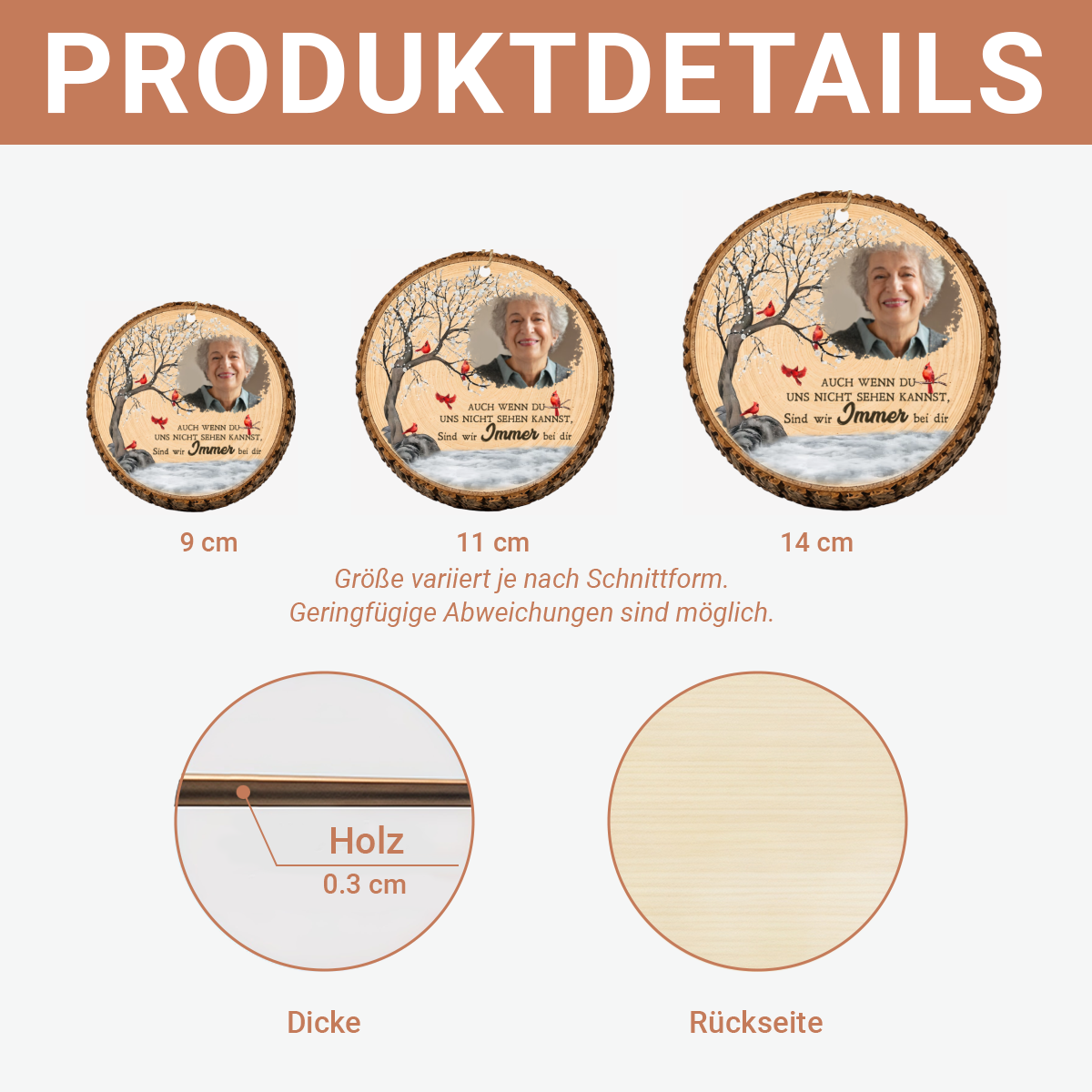 IchBinImmerBeiDir_PersonalisiertesGeschenk1 Schicht Holz OrnamentFurErinnerung