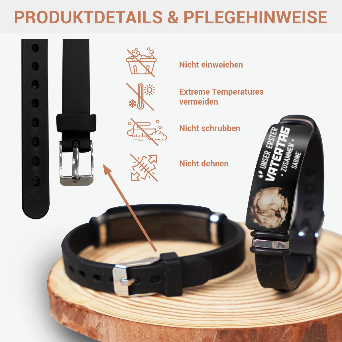 JetztKannstDuMichAuchTragen_Papa PersonalisiertesGeschenkArmbandMitGravur_FotoFurDenWerdendenPapa_1