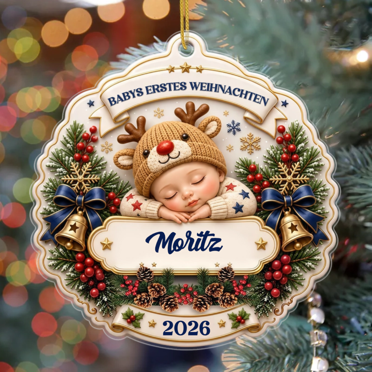 KleinerPatriot PersonalisiertesGeschenk_Acryl WeihnachtsanhangerFurFrischgebackeneEltern4