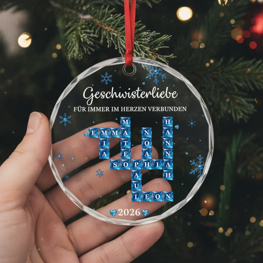 Kreuzwortr_tsel_Geschwister_Weihnachtsdekoration_F_r_Immer_Verbunden_ _Personalisierte_Geschenke_Runde_Glasanh_nger_Familie_1