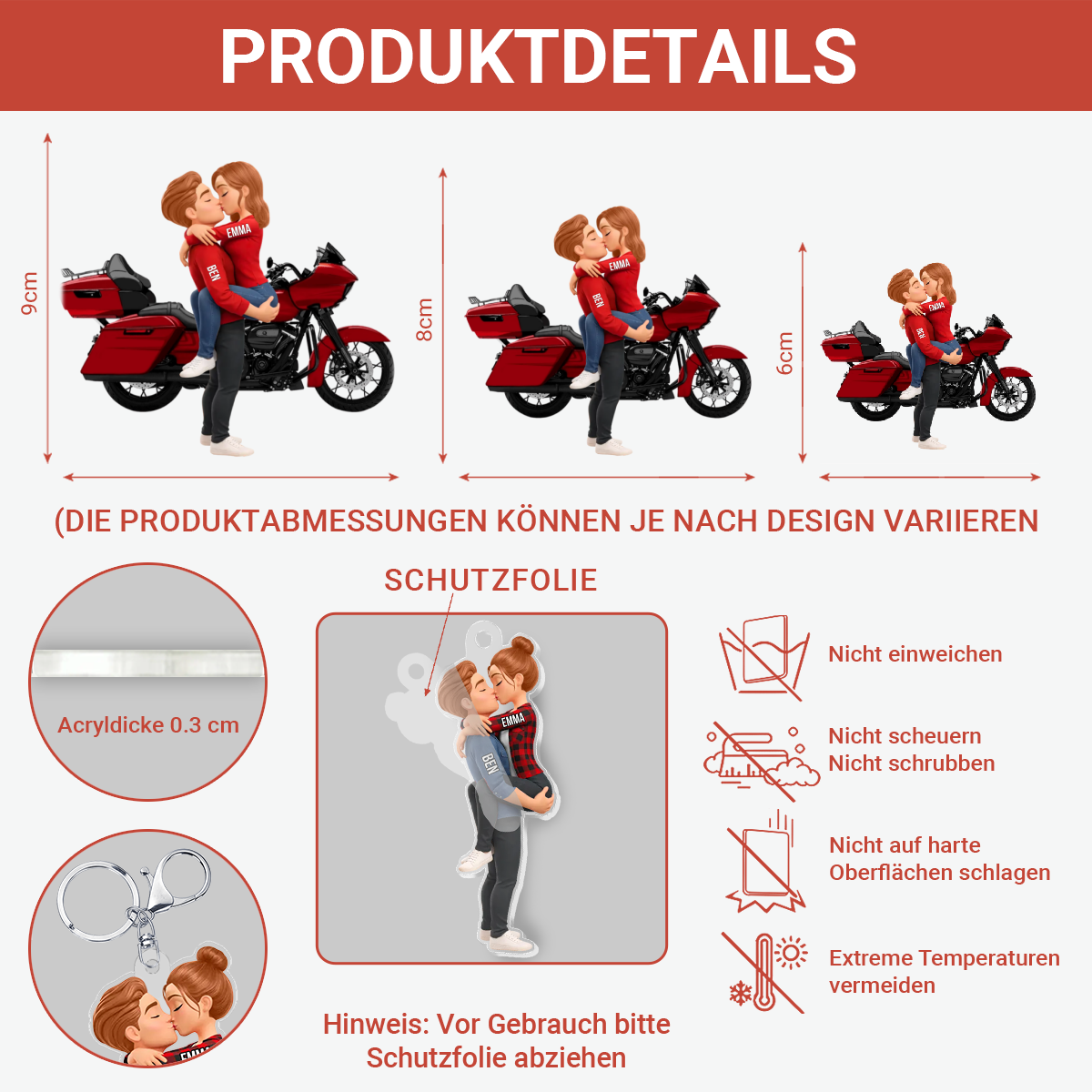 Kussendes_Paar_auf_dem_Motorrad_Personalisierter_Acryl Schlusselanhanger_1