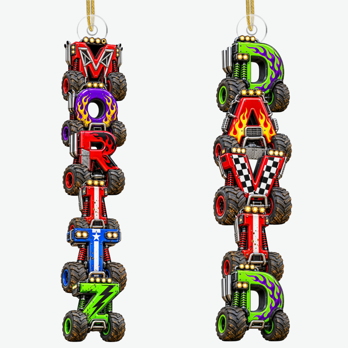 Monstertruck Fans PersonalisiertesGeschenk_Acryl OrnamentFurFamilien5