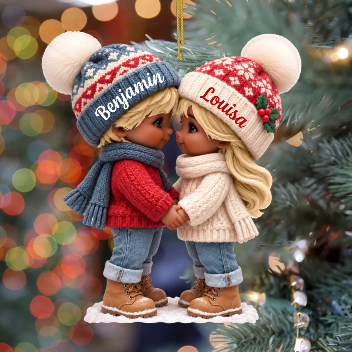 NiedlichesCartoon Paar_PersonalisiertesGeschenk Acryl OrnamentFurPaare1