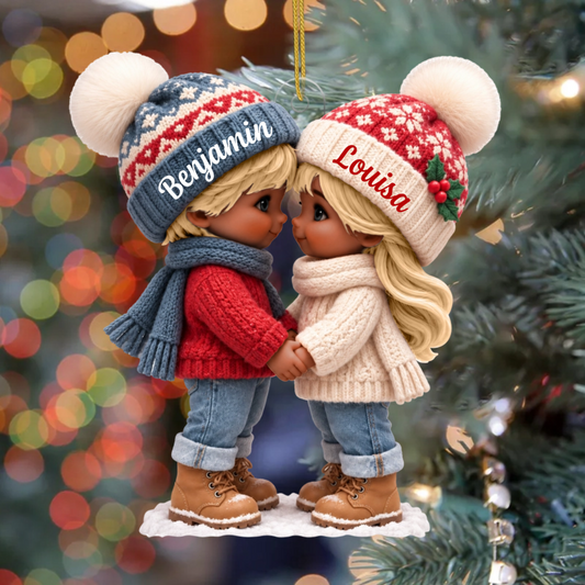 NiedlichesCartoon Paar_PersonalisiertesGeschenk Acryl OrnamentFurPaare1