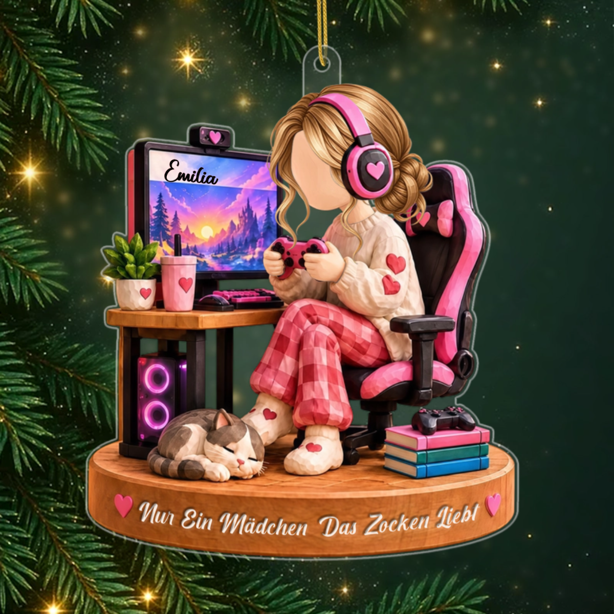 Nur_Ein_M_dchen_Das_Gaming_Liebt_ _Personalisiertes_Geschenk_Acryl_Christbaumschmuck_F_r_Gamerinnen