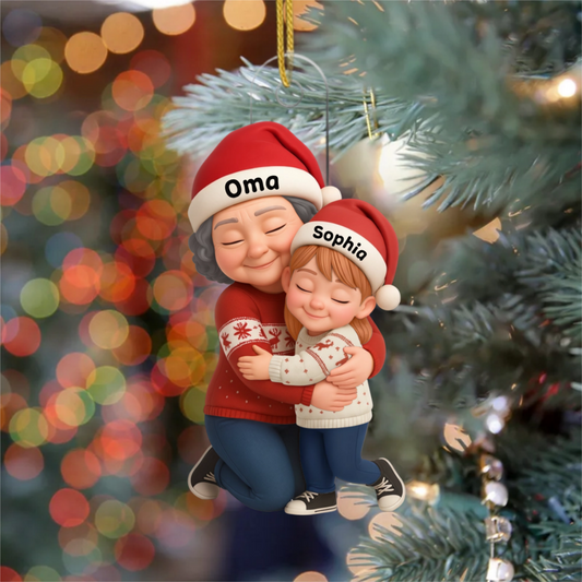 OmaUmarmtEnkelkinder_PersonalisiertesGeschenkAcryl OrnamentFurOma