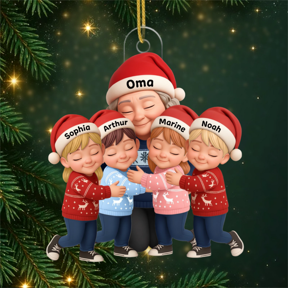 OmaUmarmtEnkelkinder_PersonalisiertesGeschenkAcryl OrnamentFurOma_2