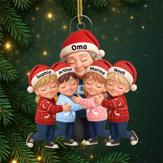 OmaUmarmtEnkelkinder_PersonalisiertesGeschenkAcryl OrnamentFurOma_2