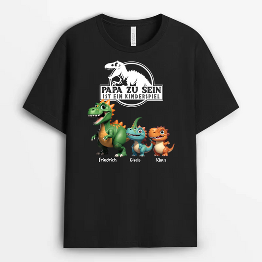 PapaZuSein_IstEinKinderspiel Papasaurus PersonalisiertesGeschenkT ShirtFurPapa_4