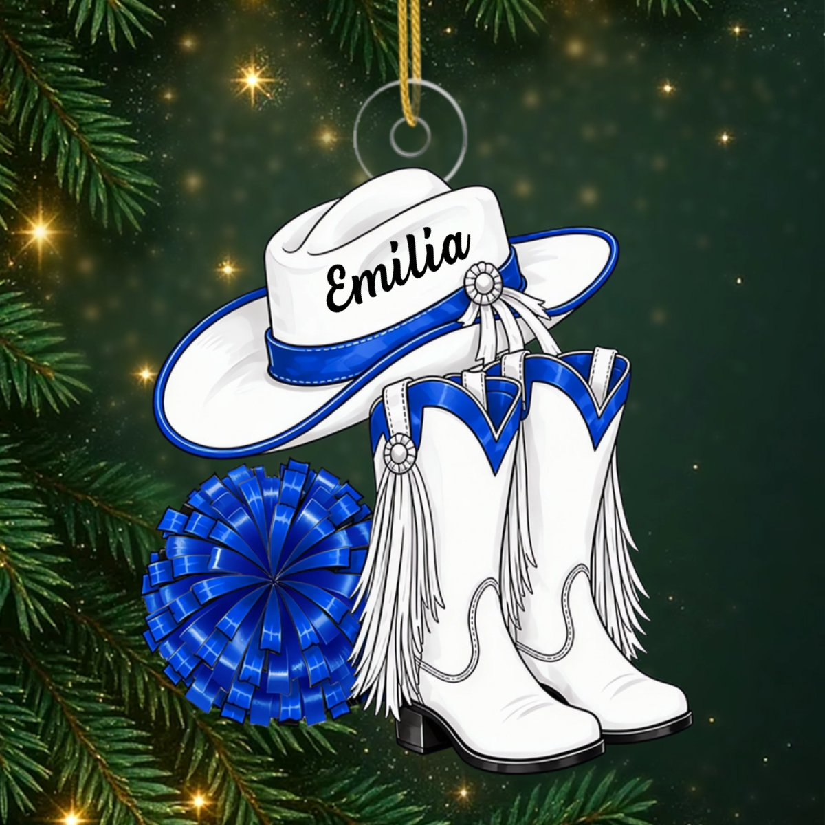 Personalisierter_Cowgirl Stiefel_Weihnachtsanh_nger_ _Personalisiertes_Geschenk_Acryl Anh_nger_F_r_Drill Team Mitglieder1
