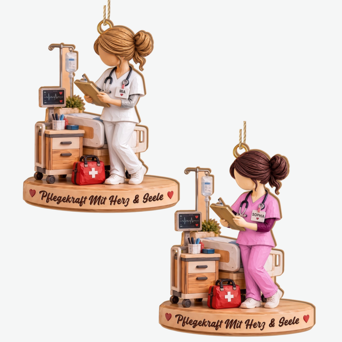 Pflegekraft PersonalisiertesGeschenk_1 Schicht Holz WeihnachtsanhangerFurPflegekrafte2