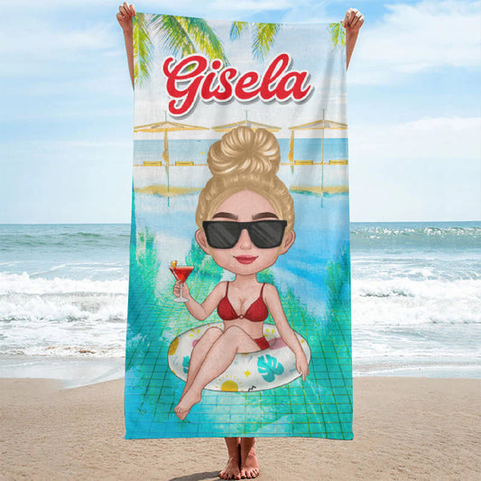 Puppen MadchenAufSchwimmreifen Sommergeschenk PersonalisiertesGeschenkStrandtuchFurSie_SieBesteFreundin_1