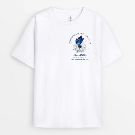 SchmetterlingInLiebevollerErinnerung_PersonalisiertesGeschenkT ShirtFurMama_Papa_Oma_Opa_Familie_1