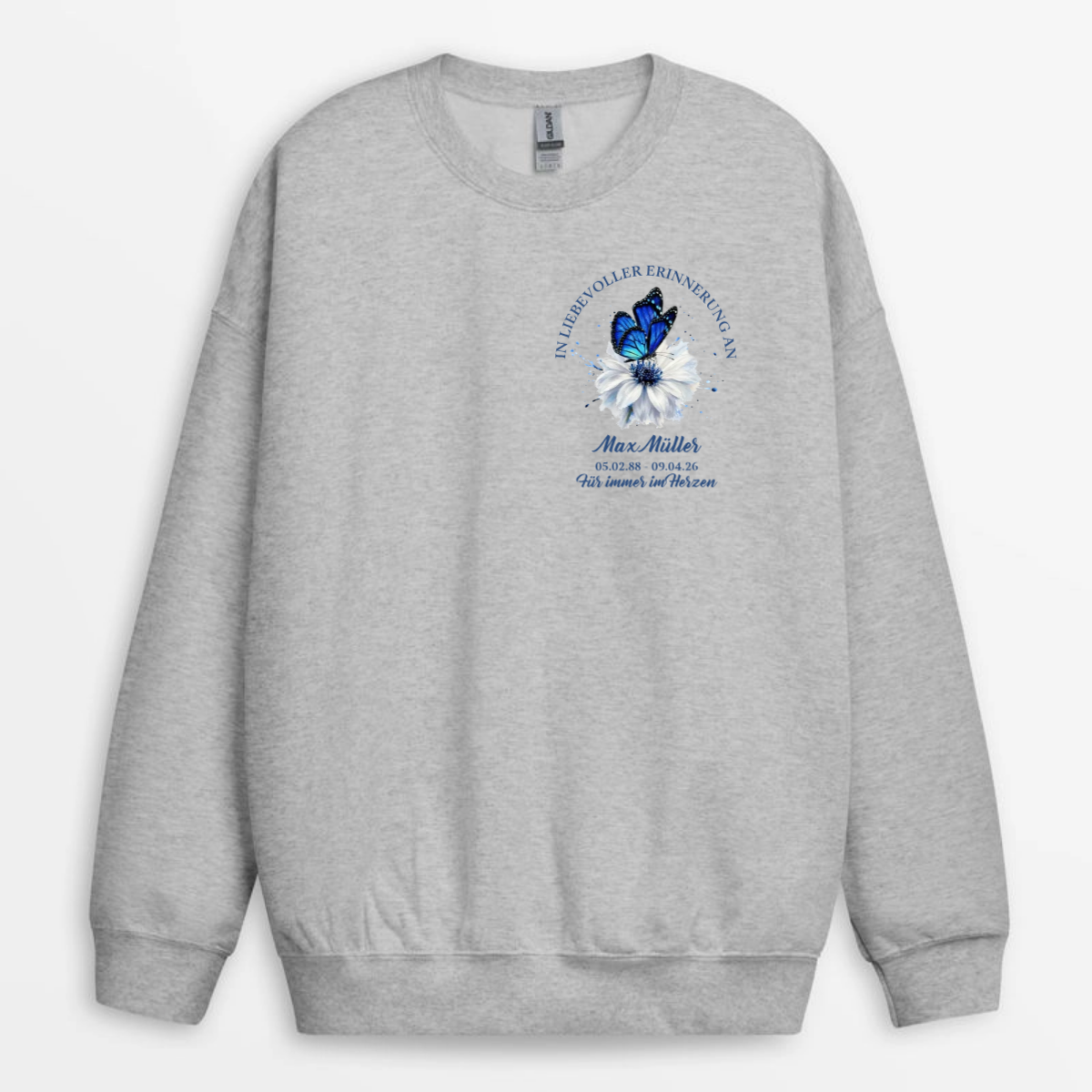 SchmetterlingInLiebevollerErinnerung_PersonalisiertesGeschenkT ShirtFurMama_Papa_Oma_Opa_Familie_3