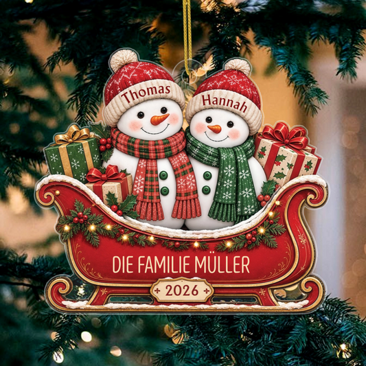 SchneemannFamilieSchlitten_PersonalisierteGeschenkeAcrylOrnamentFurFamilie_2