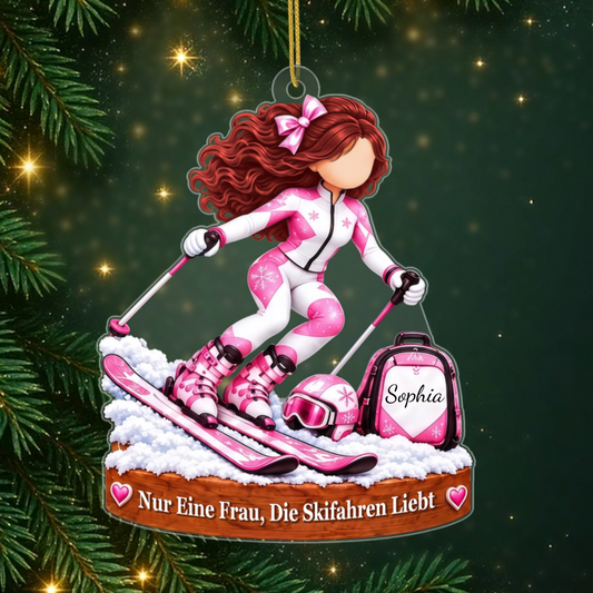 SkiMadchen_PersonalisiertesGeschenk Acryl OrnamentFurSkiLiebhaber