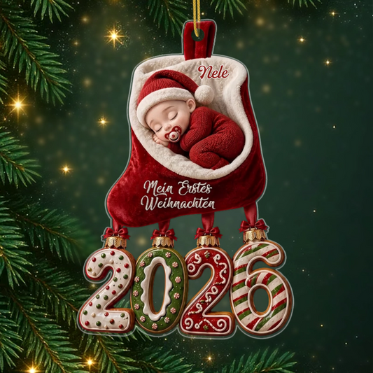 SussesWeihnachtsbaby PersonalisiertesGeschenk_Acryl WeihnachtsanhangerZumErstenWeihnachtsfestFurFrischgebackeneEltern1