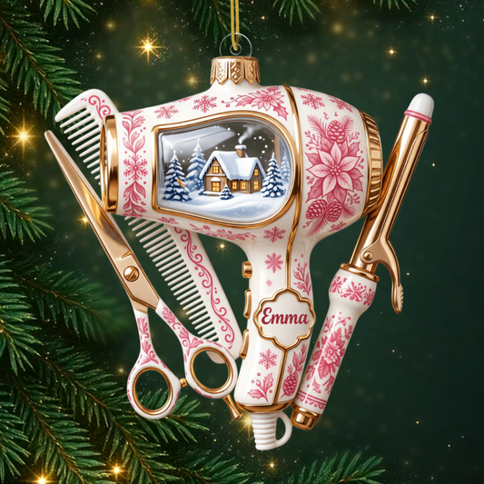 Toile De Jouy Muster PersonalisiertesGeschenk_Acryl WeihnachtsanhangerFurFriseure4