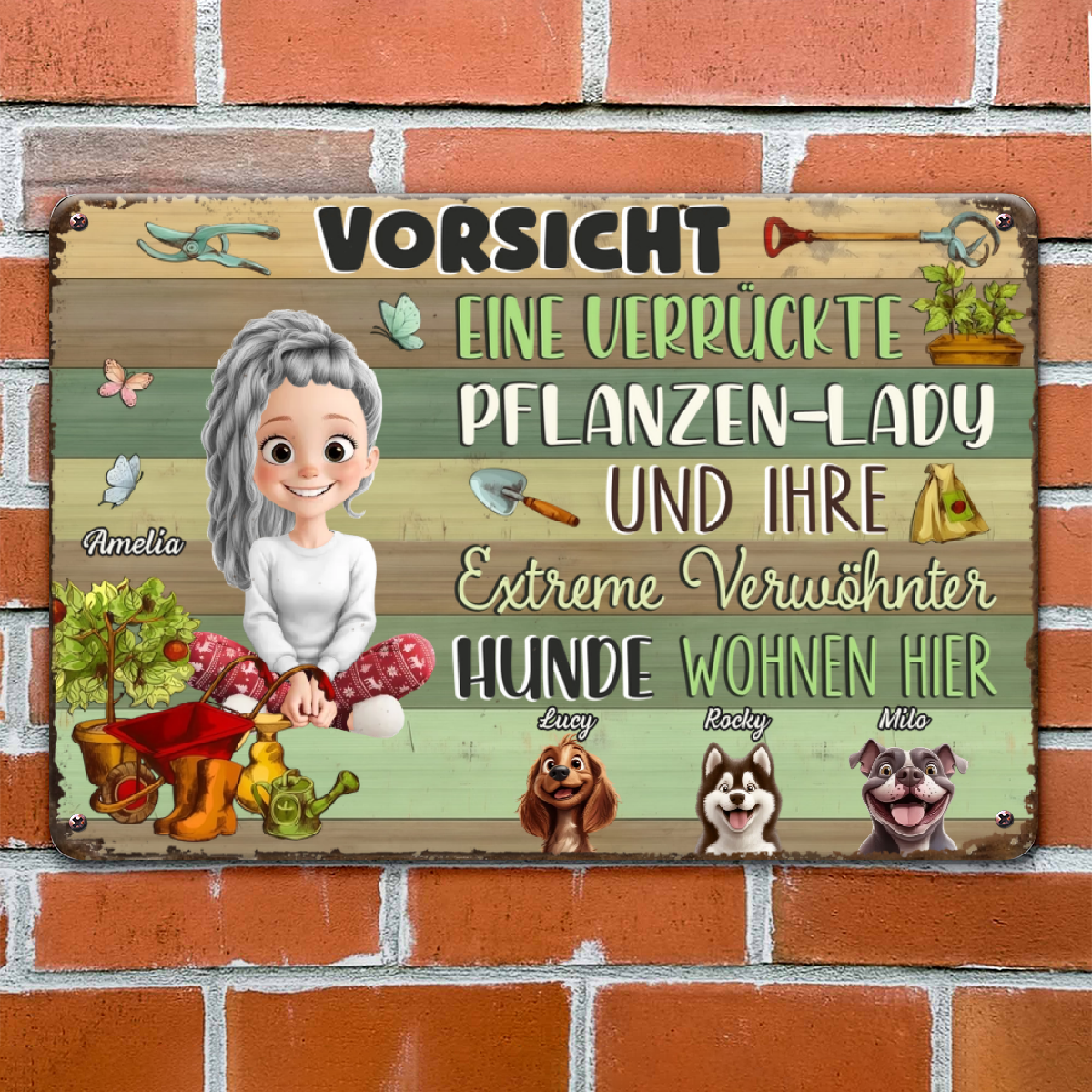 VorsichtVerrucktePflanzenlady_IhreVerwohntenHunde_PersonalisiertesGeschenkMetallschildFurPflanzenliebhaberinnen_Hundemamas_2_8a44bb3e 939d 469e 8085 f09bfc1f363e