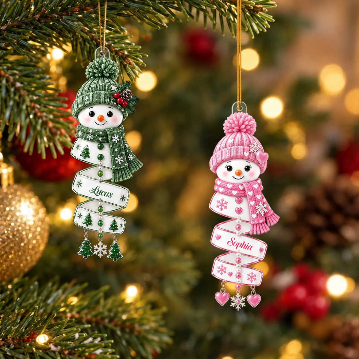 WeihnachtenSchneemannSpiraleMitWunschname_PersonalisiertesGeschenkAcryl OrnamentFurFamilie