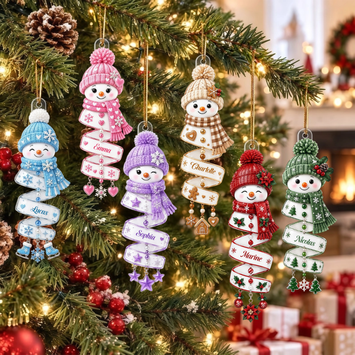 WeihnachtenSchneemannSpiraleMitWunschname_PersonalisiertesGeschenkAcryl OrnamentFurFamilie_3