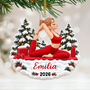 Yoga Frau_Mit_Verschneiten_Weihnachtsb_umen_ _Personalisiertes_Geschenk_Acryl Ornament_F_r_Yoga Liebhaber1